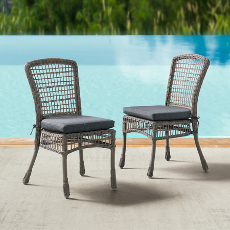 Alaterre Furniture Asti All-Weather Wicker Outdoor 37"H Set of Two Dining Chairs with Cushions AWWF06FF